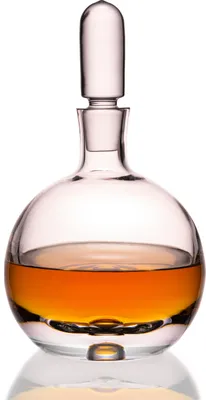 Produktbild von IMPERIAL Cognac Karaffe aus Crystalline Glas – kugelförmiger Dekanter mit Glasstopfen und Luftblase im Boden 600ml – Handarbeit