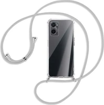 Produktbild von Handykette Backcover-Schutzhülle mit Band (Metall silberfarben) für Oppo A76 - silbergrau