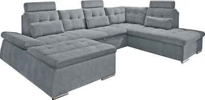 Produktbild von Wohnlandschaft >NALO< Schlaffunktion, Kopfstützen, Bezug anthrazit - 324x103x219 (BxHxT)