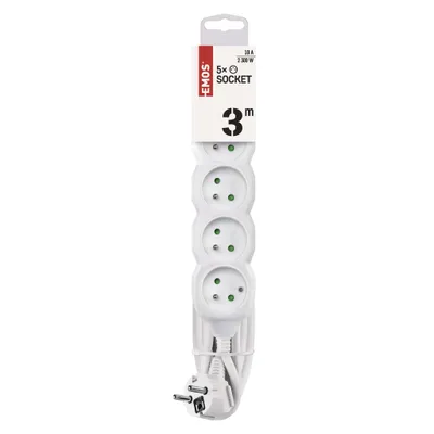 EMOS Prodlužovací kabel 3 m / 5 zásuvek / bílý / PVC / 1 mm2, P0513