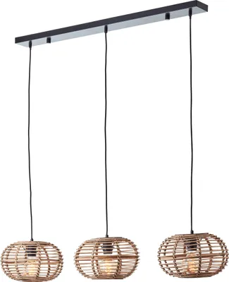 Produktbild von BRILLIANT Woodball Pendelleuchte 3flg schwarz matt/bambus