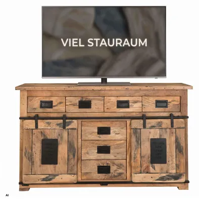 Produktbild von Holz-Sideboard aus Mangoholz 150x45x90cm Serie Florenz