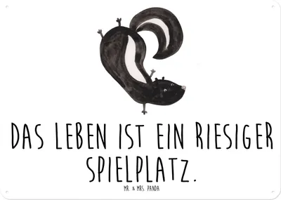 Produktbild von Mr. & Mrs. Panda Schild Stinktier Handstand DIN A5 - Weiß - Geschenk, Skunk, Deko Metallschild, Blechschild, Spielplatz, Stinker, tafel, Raubtier, Türschild, Wildtier