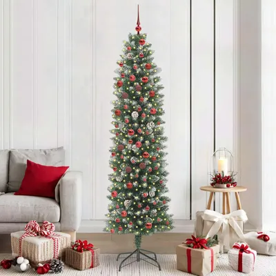 Obrázok produktu pre vidaXL Umelý tenký vianočný stromček zeleno-biely 210 cm