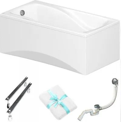 Obrázok produktu pre Cersanit | Vaňa – obdĺžniková vaňa Zen – 160 x 85 cm – s bielym obložením – akrylát – sifón a nožičky