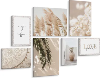 Obrázek produktu pro MURALO PAMPAS SET OBRAZŮ KRAJINY BOHO Styl 110x80 - 3 obrazy 30x40 + 4 obrazy 20x30