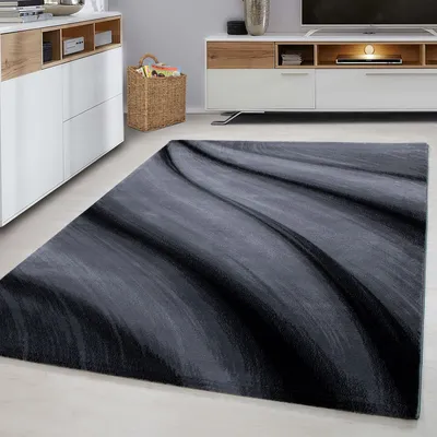 Zdjęcie produktu dla Ayyildiz | Dywan Nowoczesny Miami - 80 cm x 150 cm - Szaro-Czarny - Elegancki Wzór Fal - Antyalergiczny