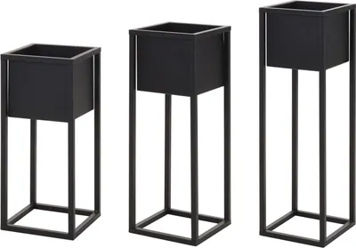 Produktbild von Blumentopfständer Metall eckig - 3er Set - 50 + 60 + 70 cm