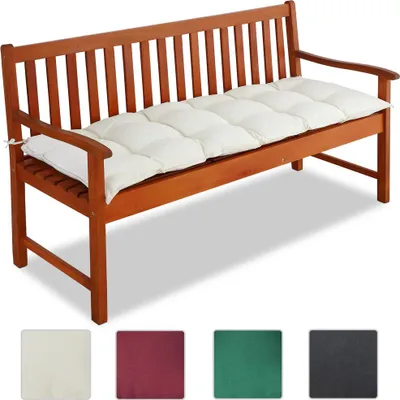 Image de Coussin de banc avec attaches - Intérieur Extérieur Coussin pour banc Banquette - 145x45x8cm - 100% Polyester - Rouge