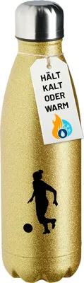 Produktbild von Huuraa Trinkflasche Soccer Fußball 500ml Gold Edelstahl Wasserflasche Trinkflasche Geschenkidee