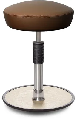 Produktbild von Sitz- Stehhocker Free Regular Hutsitz Boxmark Leder Braun chrom /cremeweiß.