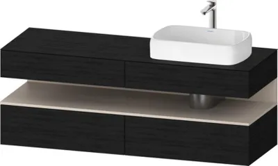 Produktbild von Duravit Qatego Konsolenwaschtischunterbau, 2 Auszüge, 2 Schubkästen, Ausschnitt rechts, 1600x550x600mm, Nische Taupe Matt, QA4778091160010