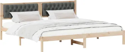 Zdjęcie produktu dla Ramka łóżka Ciemnoszary 200 x 200 cm Lite drewno sosnowe
