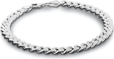 trendor 85864 Armband für Männer 925 Silber Massiv Panzerkette Breite 6,9 mm 1