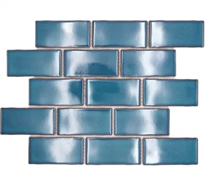 Produktbild von Keramikmosaik blau glänzend Mauerverbandoptik Mosaikfliese Küchenwand Fliesenspiegel Bad Duschwand MOS26-612_f