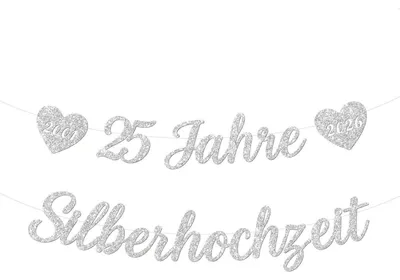 Immagine prodotto di Ghirlanda per il 25° anniversario di matrimonio, decorazione, striscione, carta, glitter, 2 metri