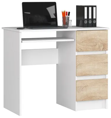 Produktbild von Schreibtisch 90cm mit 3 Schubladen und Tastaturauszug Computertisch Arbeitstisch