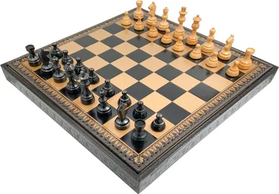 Produktbild von ITALFAMA 3-in-1 Set: Schach, Dame & Backgammon – gewichtete Figuren, -Spielbrett (48 cm)