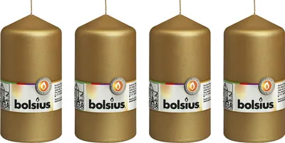 Produktbild von 4er-Set Stumpenkerze - Höhe 13 cm - Durchmesser 6,8 cm - Gold