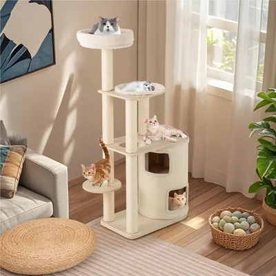 Immagine prodotto di Albero per gatti multifunzione: tiragraffi, albero per arrampicata, rifugio per gatti. Altezza: 151 cm