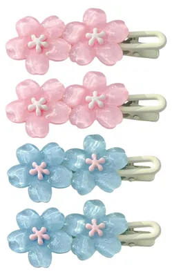 Produktbild von 4er-Pack Haarspangen für Mädchen, Macaron-Farbe, Kirschblüten-Haarspangen, perlmuttartige Textur, stabil, für gewellten Pony, Haaraccessoires C