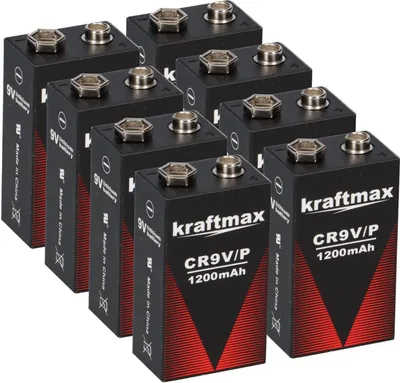 Produktbild von 8x Kraftmax Lithium 9V Block Hochleistungs- Batterien für Rauchmelder Feuermelder - 10 Jahre Batterie Lebensdauer