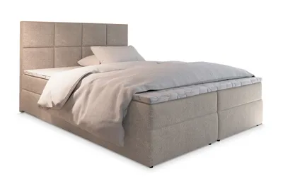 Produktbild von Masseno Boxspringbett LENA 140x200 cm Komplett-Set mit Bonell Matratze und Topper, Polsterbett mit Bettkästen -Beige, COSMIC 10