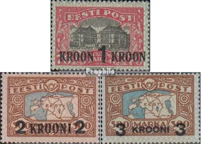 Produktbild von Briefmarken Estland 1930 Mi 87-89 (kompl.Ausg.) Jahrgang 1930 komplett gestempelt Aufdruckausgabe