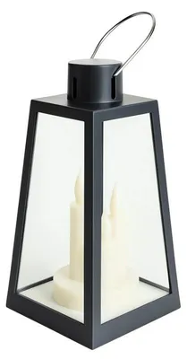 Obrázok produktu pre eCa LAMP55 Dekoratívny LED lampáš so sviečkami 22 cm, čierny