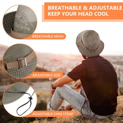 Imagen del producto de Sombrero tipo pescador con protección UPF 50+, transpirable, de secado rápido, plegable, de 58/60 cm, ideal para actividades al aire libre
