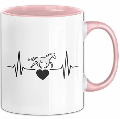 Produktbild von Pferde Tierliebhaber Herzschlag Tasse Geschenk Lustige Geschenkidee Spruch (Rosa)