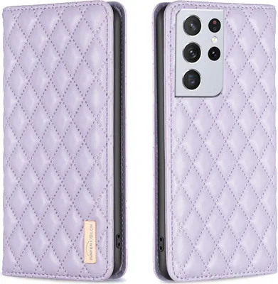 Produktbild von Galaxy S21 Ultra 5G Hülle, Elegant Bookstyle Flip Leder Kartenfächer Schutzhülle mit Ständer für Samsung Galaxy S21 Ultra 5G Lila