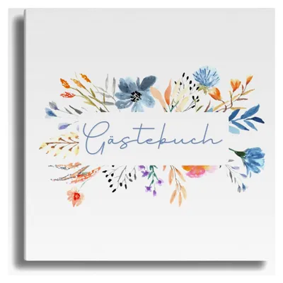 Produktbild von Gästebuch mit Wildblumenmotiv - 21 x 21 cm - 72 leere Innenseiten - für Hochzeit, Taufe, Geburtstag, Konfirmation