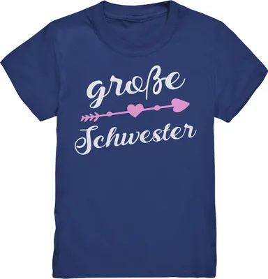 Produktbild von Große Schwester T-Shirt Pfeil Herz Große Schwester Geschenk – Indigo / 110/116 (5-6)