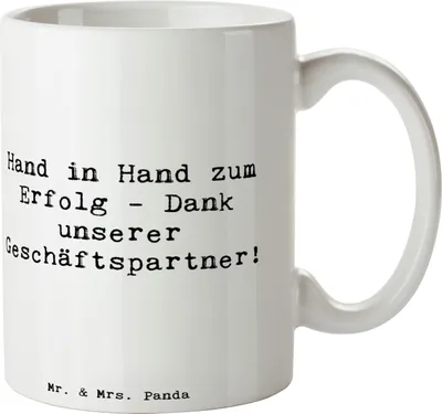 Produktbild von Mr. & Mrs. Panda Tasse Spruch Erfolg Geschäftspartner - Weiß - Geschenk, Teetasse, Geschenke, Aufmerksamkeit, Geschäftsleben, Dankeskärtchen, Teebecher, Danke sagen
