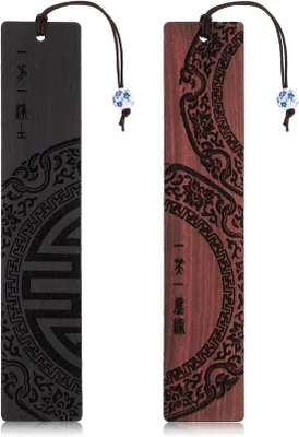 Produktbild von Famanu Holz-Lesezeichen Set - Vintage Design, 2 Stück