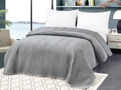 Obrázek produktu pro Šedý sametový přehoz na postel ARROW VELVET Rozměr: 200 x 220 cm