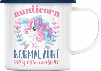 Produktbild von Trendation - Aunitcorn Emaille Tasse Geschenk für Beste Tante Emaille Emaille Tasse Geschenkidee Tante Geburtstag Lustig (Blau)