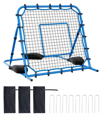 Zdjęcie produktu dla Siatka do piłki nożnej SucceBuy 108 x 109 cm, siatka odbiciowa z regulowanym kątem nachylenia i stabilną metalową konstrukcją, siatka z PE do kontroli piłki i ćwiczeń podań, pomoc treningowa dla młodzieży i dorosłych