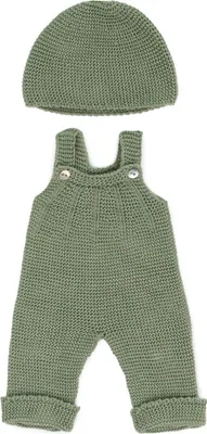 Produktbild von Miniland Puppen Strick-Latzhose - nachhaltiges Puppenkleidungsset