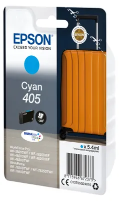 Produktbild von Epson 405 - 5.4 ml - Cyan - original - Blister mit RF- / akustischem Alarmsignal - Tintenpatrone - für WorkForce WF-7310, 7830, 7835, 7840, WorkForce Pro WF-3820, 3825, 4820, 4825, 4830
