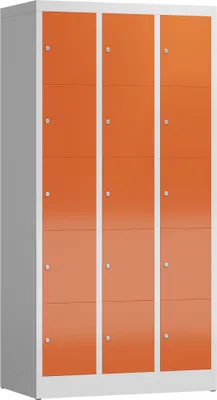 Produktbild von Schließfachschrank Fächerschrank 15 Fächer Spind 180x90x50cm, lichtgrau/feuerrot X-520534