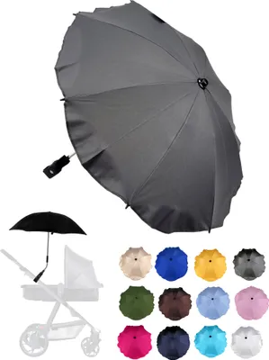 Produktbild von BAMBINIWELT Sonnenschirm für Kinderwagen Ø68cm UV-Schutz50+ Schirm Sonnensegel Sonnenschutz, hellgrau