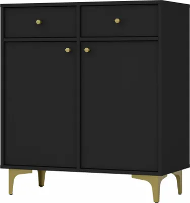 Produktbild von BEAUTYSOFA Kommode TOKYO 84 cm zweitürige Kommode mit zwei Schubladen, Sideboard für Wohnzimmer und Schlafzimmer, (Farbe: Schwarz)