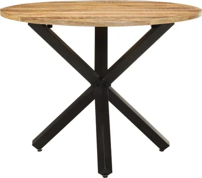 Image de vidaXL Table à manger ronde 100x100x75 cm Bois de manguier rugueux