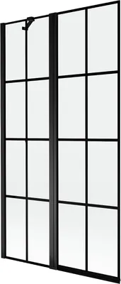 Produktbild von Mexen Mist Duschwand 2-flügelig links 100 x 150 cm, schwarzes Gitter, schwarz - 8A9-100-011-70-77-L
