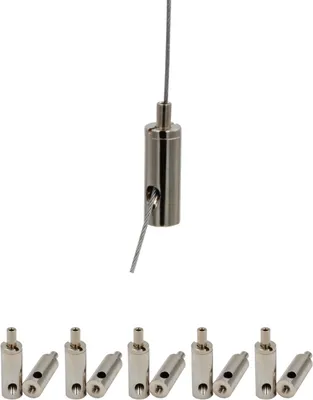 Produktbild von 10x Drahtseilhalter / Gripper 12, M4 Innengewinde, für Drahtseil Ø 0,8 - 1,2 mm | vernickelt
