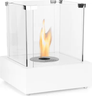 Produktbild von Moritz Ethanol Kamin Tischkamin I 35 x 30 x 30 cm weiß I Tischfeuer eckig I 0,8 Liter Brenner I Bioethanol Kamin I  Ethanol Kaminofen Indoor Outdoor I Innen Außen I Bioethanol Brenner I Brennertopf
