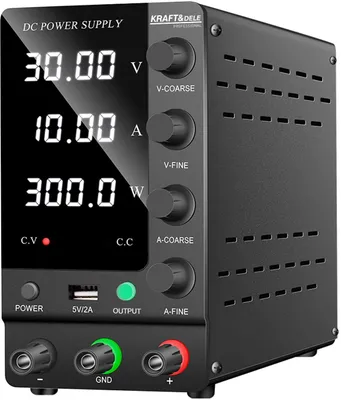 Obrázek produktu pro Laboratorní napájecí zdroj 0–30 V, 10 A, DC, s regulací, USB, LCD