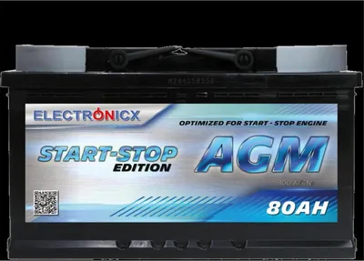 Produktbild von Electronicx AGM Autobatterie 80AH – 12V Starterbatterie für Start-Stopp-Systeme, leistungsstarke Batterie